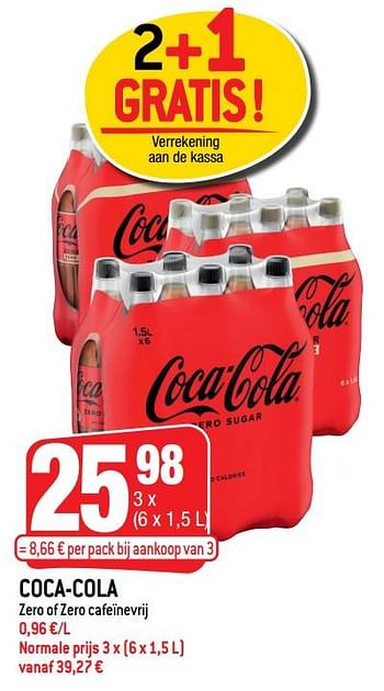Promoties Coca-cola zero of zero cafeïnevrij - Coca Cola - Geldig van 26/01/2022 tot 01/02/2022 bij Smatch