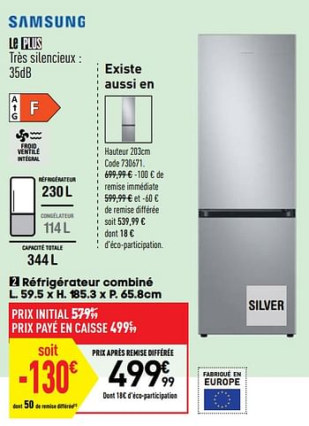Réfrigérateur combiné 344 litres SAMSUNG RB3CT600FSA - Conforama