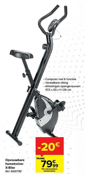 Promoties Opvouwbare hometrainer x-bike - Huismerk - Carrefour  - Geldig van 26/01/2022 tot 07/02/2022 bij Carrefour