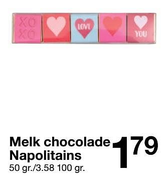 Promoties Melk chocolade napolitains - Huismerk - Zeeman  - Geldig van 29/01/2022 tot 04/02/2022 bij Zeeman