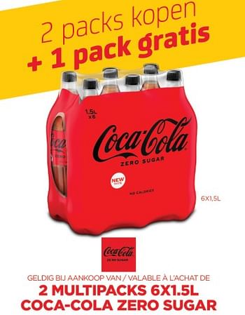 Promoties 2 multipacks coca cola zero sugar 2 packs kopen + 1 pack gratis - Coca Cola - Geldig van 11/02/2022 tot 24/02/2022 bij BelBev