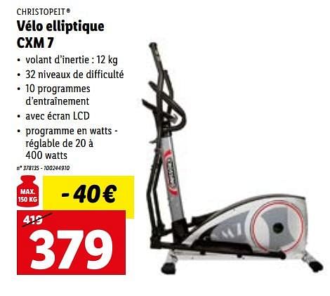 Velo elliptique online lidl