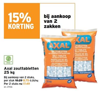 Promoties Axal zouttabletten - Axal - Geldig van 02/02/2022 tot 15/02/2022 bij Gamma