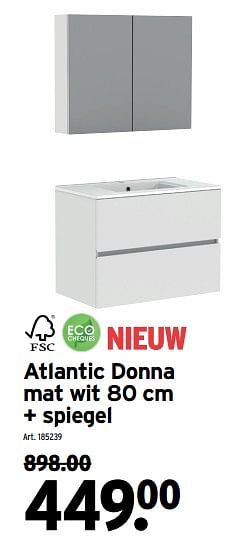 Promoties Atlantic donna mat wit + spiegel - Atlantic - Geldig van 31/01/2022 tot 08/03/2022 bij Gamma
