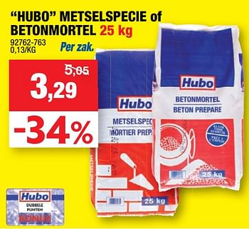 Promoties Hubo metselspecie of betonmortel - Huismerk - Hubo  - Geldig van 02/02/2022 tot 13/02/2022 bij Hubo
