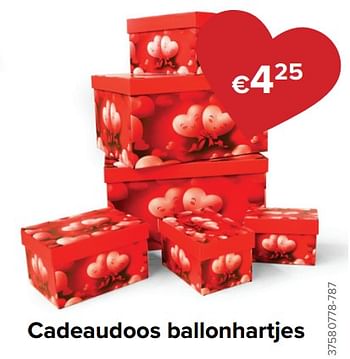 Promoties Cadeaudoos ballonhartjes - Huismerk - Euroshop - Geldig van 01/02/2022 tot 14/02/2022 bij Euro Shop