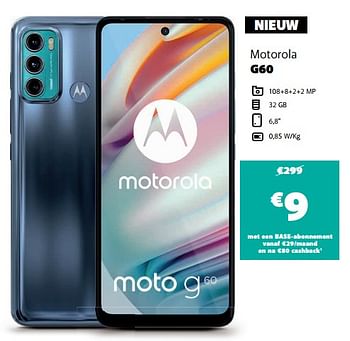 Promoties Motorola g60 - Motorola - Geldig van 01/02/2022 tot 09/02/2022 bij Base