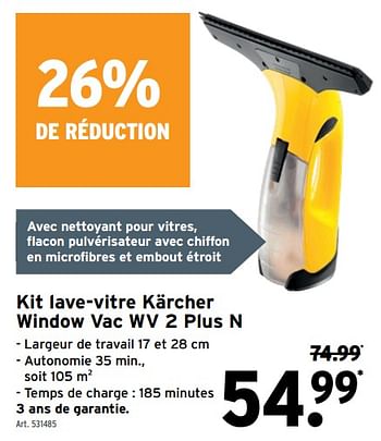 Lave-vitres électrique Karcher WV 2 Plus N en Promotion