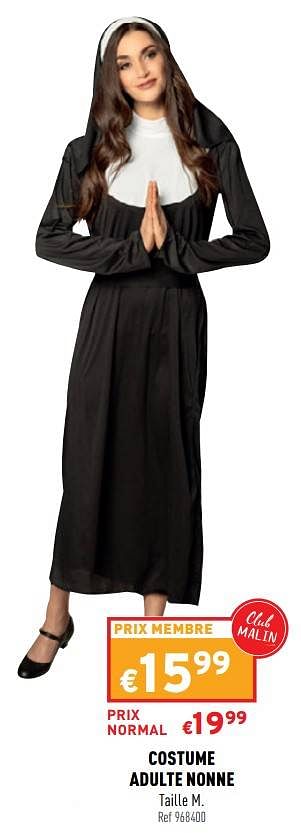 Promotions Costume adulte nonne - Produit maison - Trafic  - Valide de 02/02/2022 à 13/02/2022 chez Trafic