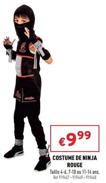 Promotions Costume de ninja rouge - Produit maison - Trafic  - Valide de 02/02/2022 à 13/02/2022 chez Trafic