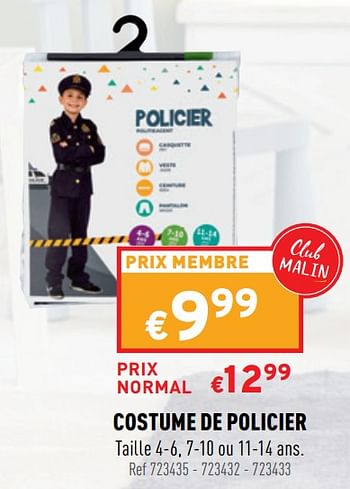 Promotions Costume de policier - Produit maison - Trafic  - Valide de 02/02/2022 à 13/02/2022 chez Trafic