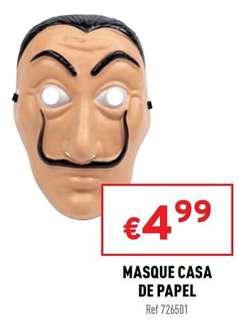 Promotions Masque casa de papel - Produit maison - Trafic  - Valide de 02/02/2022 à 13/02/2022 chez Trafic