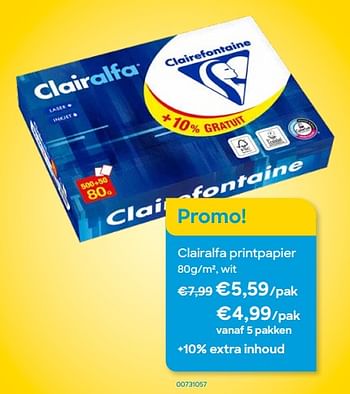 Promoties Clairalfa printpapier - Clairefontaine - Geldig van 01/02/2022 tot 28/02/2022 bij Ava