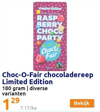 Promoties Choc-o-fair chocoladereep limited edition - Huismerk - Action - Geldig van 02/02/2022 tot 08/02/2022 bij Action