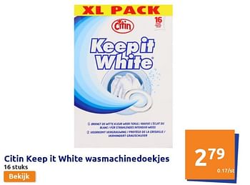 Promoties Citin keep it white wasmachinedoekjes - Citin - Geldig van 02/02/2022 tot 08/02/2022 bij Action