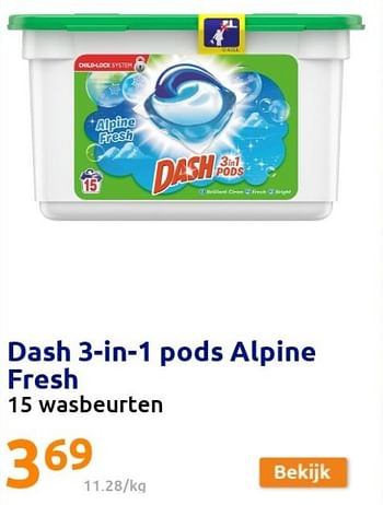 Promoties Dash 3-in-1 pods alpine fresh - Dash - Geldig van 02/02/2022 tot 08/02/2022 bij Action