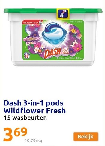 Promoties Dash 3-in-1 pods wildflower fresh - Dash - Geldig van 02/02/2022 tot 08/02/2022 bij Action