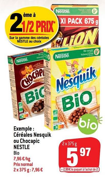 Promotions Céréales nesquik ou chocapic nestle - Nestlé - Valide de 02/02/2022 à 08/02/2022 chez Match