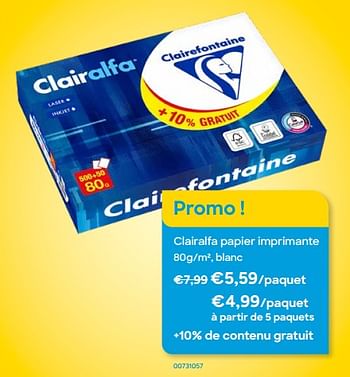 Promoties Clairalfa papier imprimante - Clairefontaine - Geldig van 01/02/2022 tot 28/02/2022 bij Ava