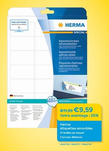 Promotions Herma étiquettes amovibles - Herma - Valide de 01/02/2022 à 28/02/2022 chez Ava