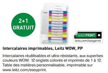 Promotions Intercalaires imprimables, leitz wow, pp 2+1 gratuit - Leitz - Valide de 01/02/2022 à 28/02/2022 chez Ava