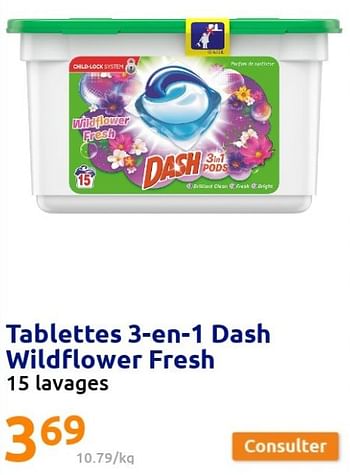 Promotions Tablettes 3-en-1 dash wildflower fresh - Dash - Valide de 02/02/2022 à 08/02/2022 chez Action