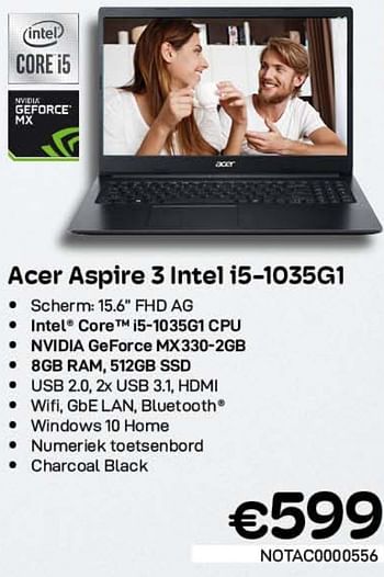 Promoties Acer aspire 3 intel i5-1035g1 - Acer - Geldig van 02/02/2022 tot 28/02/2022 bij Compudeals