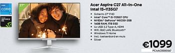 Promoties Acer aspire c27 all-in-one intel i5-1135g7 - Acer - Geldig van 02/02/2022 tot 28/02/2022 bij Compudeals
