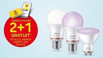 Promoties 2+1 gratuit op alle lampen smart led philips - Philips - Geldig van 09/02/2022 tot 21/02/2022 bij Brico