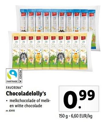 Promoties Chocoladelolly‘s - Favorina - Geldig van 14/02/2022 tot 20/02/2022 bij Lidl