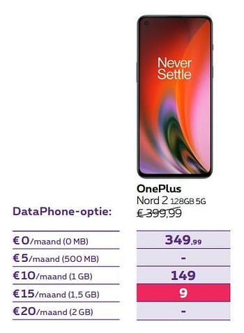 Promoties Oneplus nord 2 128gb 5g - OnePlus - Geldig van 01/02/2022 tot 28/02/2022 bij Proximus