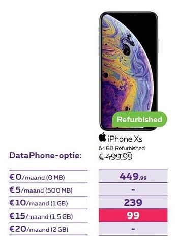 Promoties Apple iphone xs 64gb refurbished - Apple - Geldig van 01/02/2022 tot 28/02/2022 bij Proximus