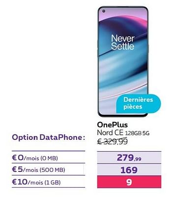 Promotions Oneplus nord ce 128gb 5g - OnePlus - Valide de 01/02/2022 à 28/02/2022 chez Proximus