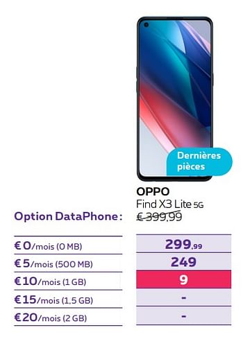 Promotions Oppo find x3 lite 5g - Oppo - Valide de 01/02/2022 à 28/02/2022 chez Proximus