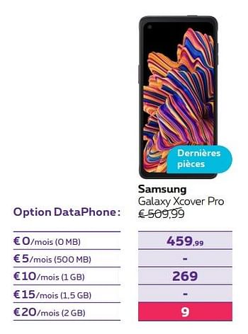 Promotions Samsung galaxy xcover pro - Samsung - Valide de 01/02/2022 à 28/02/2022 chez Proximus