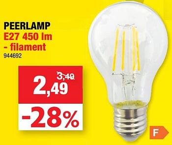 Promoties Peerlamp e27 filament - Merk onbekend - Geldig van 09/02/2022 tot 13/02/2022 bij Hubo