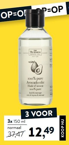 Promoties 100% pure avocado olie - De Tuinen - Geldig van 07/02/2022 tot 20/02/2022 bij Holland & Barret