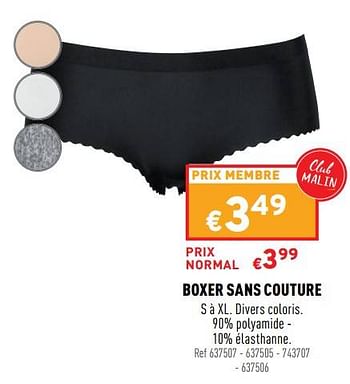 Promoties Boxer sans couture - Huismerk - Trafic  - Geldig van 09/02/2022 tot 13/02/2022 bij Trafic
