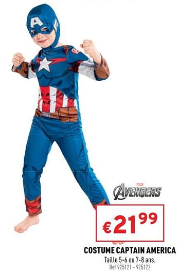 Promoties Costume captain america - Avengers - Geldig van 09/02/2022 tot 13/02/2022 bij Trafic