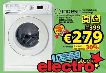 Promoties Indesit wasmachine - lave-linge mtwa71252 - Indesit - Geldig van 09/02/2022 tot 16/02/2022 bij ElectroStock
