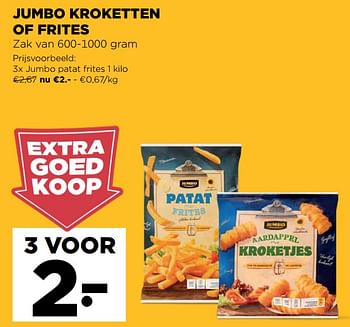 Promotions Jumbo patat frites - Produit Maison - Jumbo - Valide de 09/02/2022 à 15/09/2022 chez Jumbo