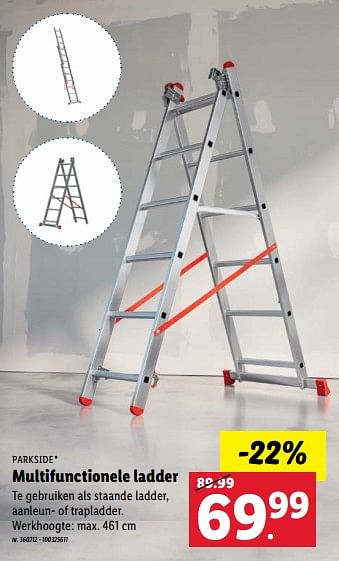Promoties Multifunctionele ladder - Parkside - Geldig van 14/02/2022 tot 13/03/2022 bij Lidl