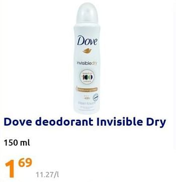 Promoties Dove deodorant invisible dry - Dove - Geldig van 09/02/2022 tot 15/02/2022 bij Action