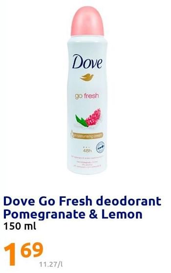 Promoties Dove go fresh deodorant pomegranate + lemon - Dove - Geldig van 09/02/2022 tot 15/02/2022 bij Action
