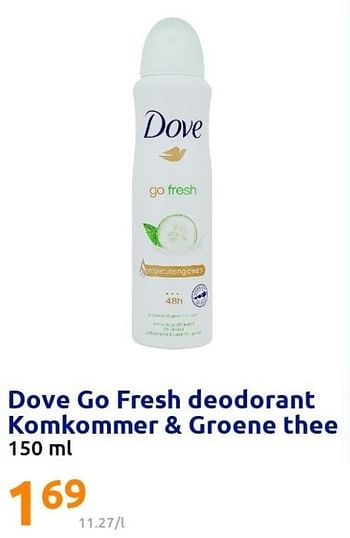 Promoties Dove go fresh deodorant komkommer + groene thee - Dove - Geldig van 09/02/2022 tot 15/02/2022 bij Action