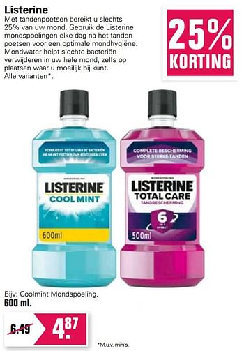 Promoties Coolmint mondspoeling - Listerine - Geldig van 02/02/2022 tot 19/02/2022 bij De Online Drogist