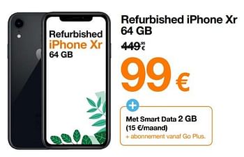 Promoties Apple refurbished iphone xr 64 gb - Apple - Geldig van 10/02/2022 tot 24/02/2022 bij Orange