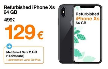 Promoties Apple refurbished iphone xs 64 gb - Apple - Geldig van 10/02/2022 tot 24/02/2022 bij Orange
