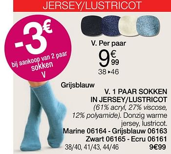 Promotions 1 paar sokken in jersey-lustricot - Produit Maison - Damart - Valide de 01/02/2022 à 28/02/2022 chez Damart