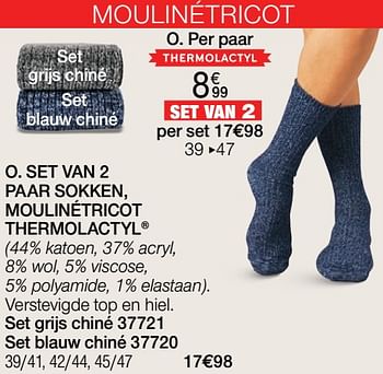 Promoties Set van 2 paar sokken moulinétricot thermolactyl - Huismerk - Damart - Geldig van 01/02/2022 tot 28/02/2022 bij Damart